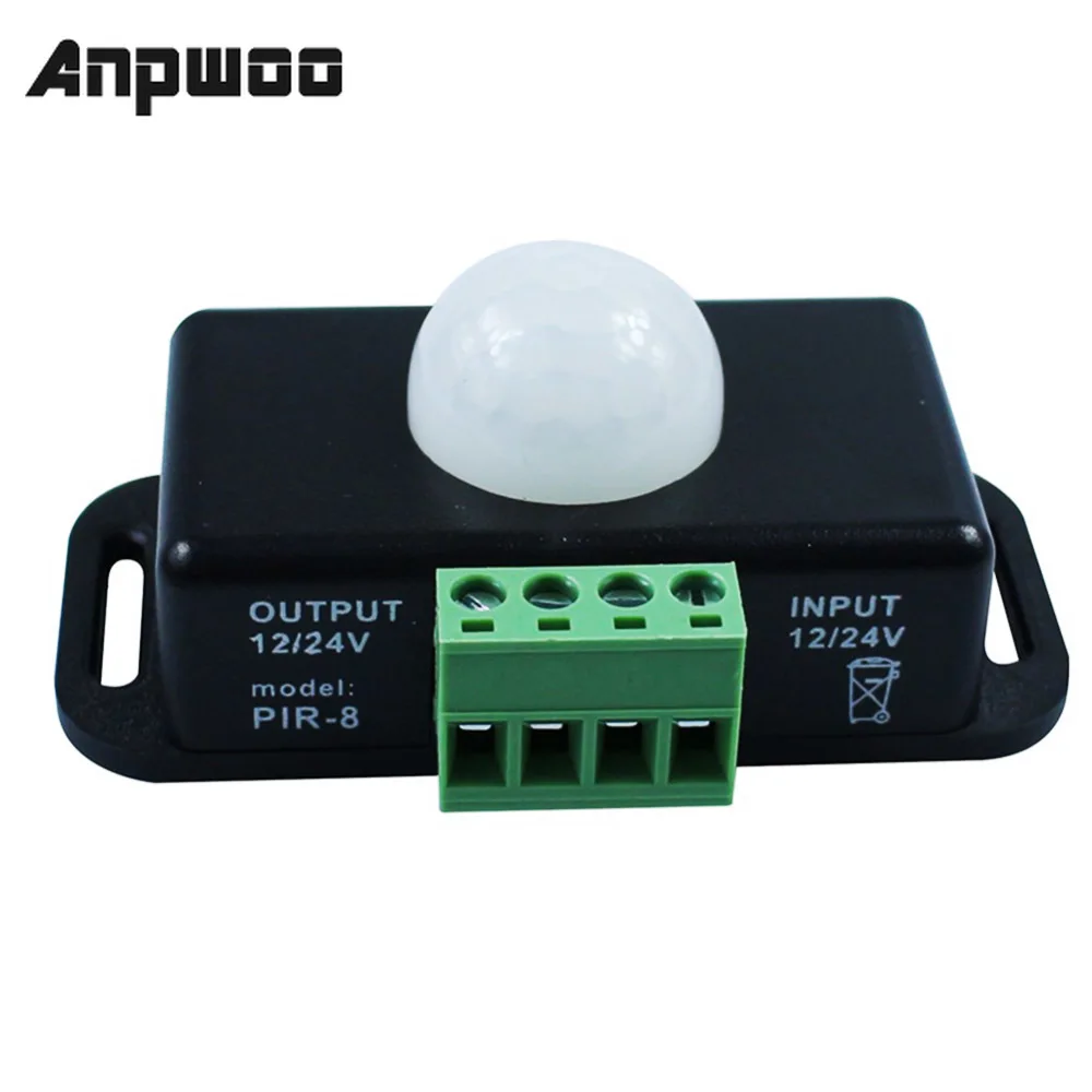 

ANPWOO 120 Degrees Automatic DC 12V-24V 8A Infrared PIR Motion Sensor Switch for LED Light M Infrared Motion Sensor Detector