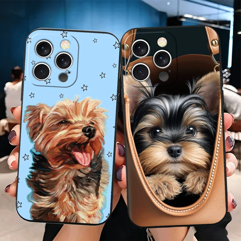 Фото Чехол для телефона с изображением йоркширского терьера из силикона для iPhone 11 12 13 14 15 16 17 Pro Max 16E 17E Air Mini X XS, черный, мягкий №1