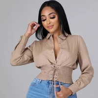 blouse french short long sleeve shirt casual new layered autumn lapel shirt womens design womens clothing spring summer 2022