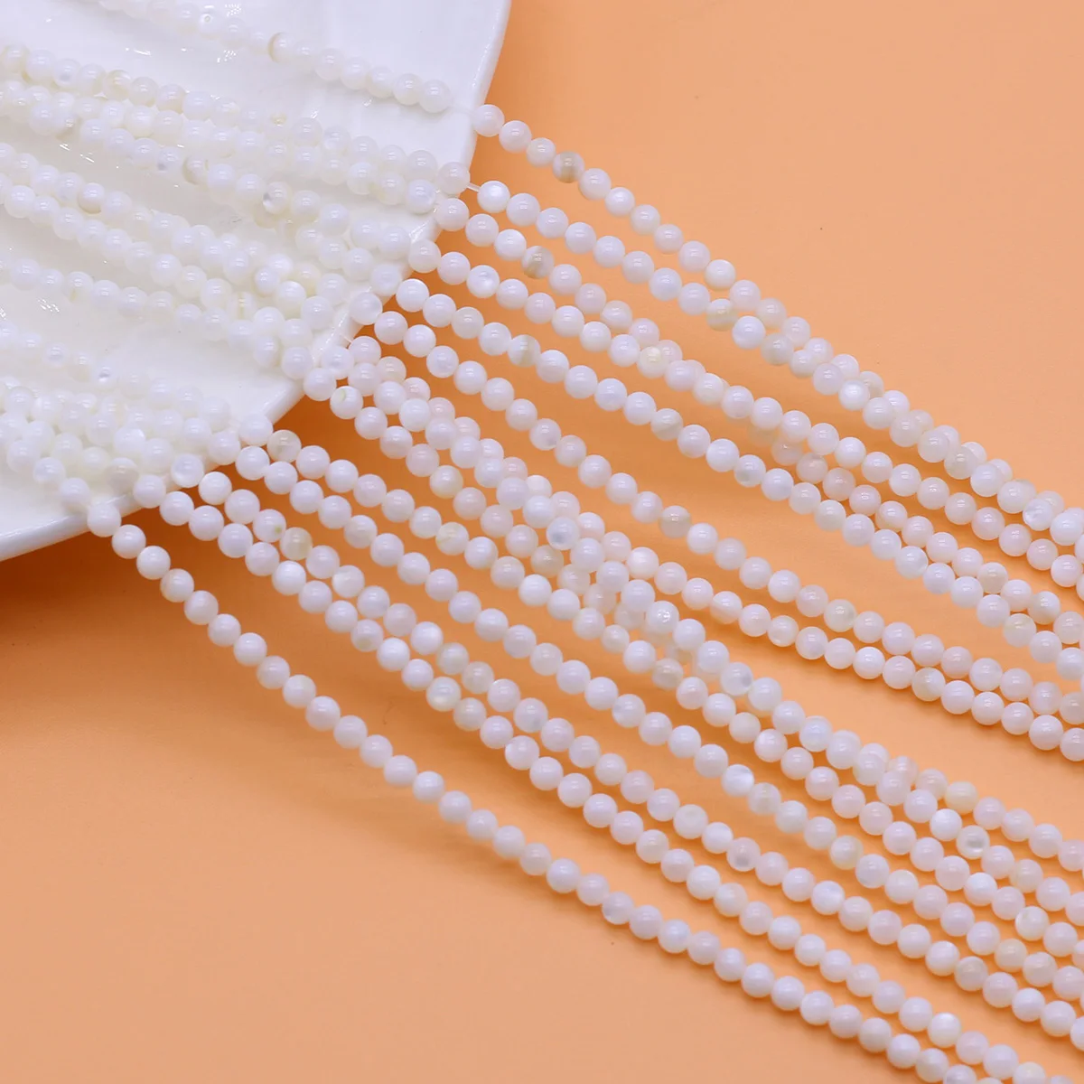 

Natural Shell Round Polished Beads White Shell 3mm for Charm Jewelry Making DIY Necklace Bracelet Earring Gift 38cm