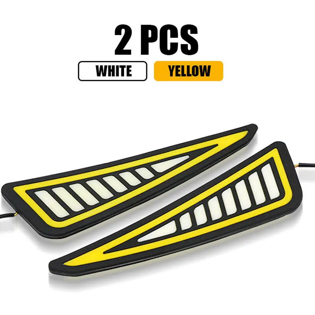 

Car Led Daytime Running Lamp Cob Driving Turn Signal Two-color Bendable High-power Super-bright Bumper Light Strip