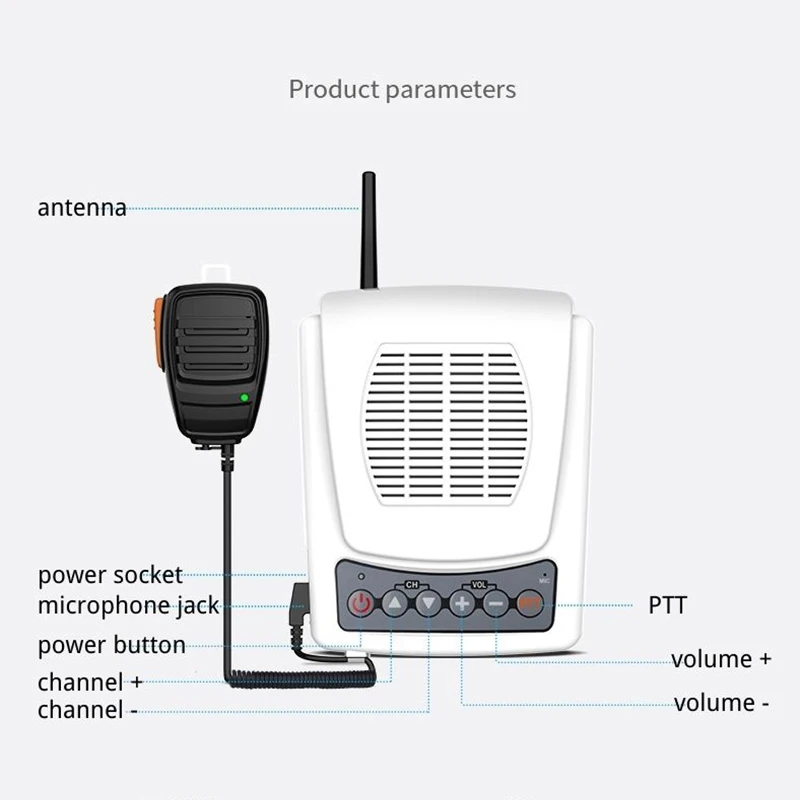Portable Loudspeaker Wall Mount Walkie Talkie Two Way Radio Transceiver Voice Amplifier With Megaphone 120dB Ruyage Q-Big SP