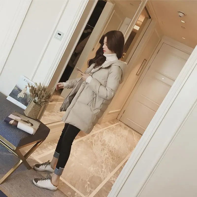 Winter Slim Hooded Parkas Jackets Women Thicken Warm Long Coats Korean Cotton Padded Coats New Jacket Outwear Ladies Zipper S40