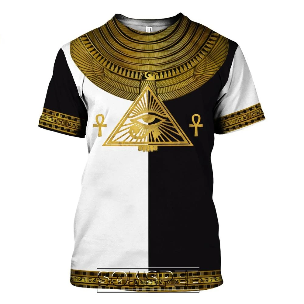 

Egyptian Style Men's T-shirt 2023 Summer 3d Print New Symbol Horus Fantasy Alien Short Sleeve Casual Street Mystery Short Sleeve