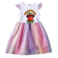 anime merch edison pepper chilli hot clothes kids short sleeve dresses toddler girls rainbow birthday party dress sequin vestido