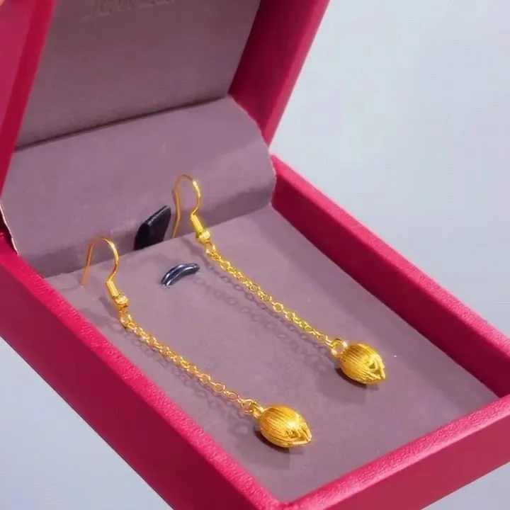 Женские серьги с семенами лотоса из 24-каратного золота AU999