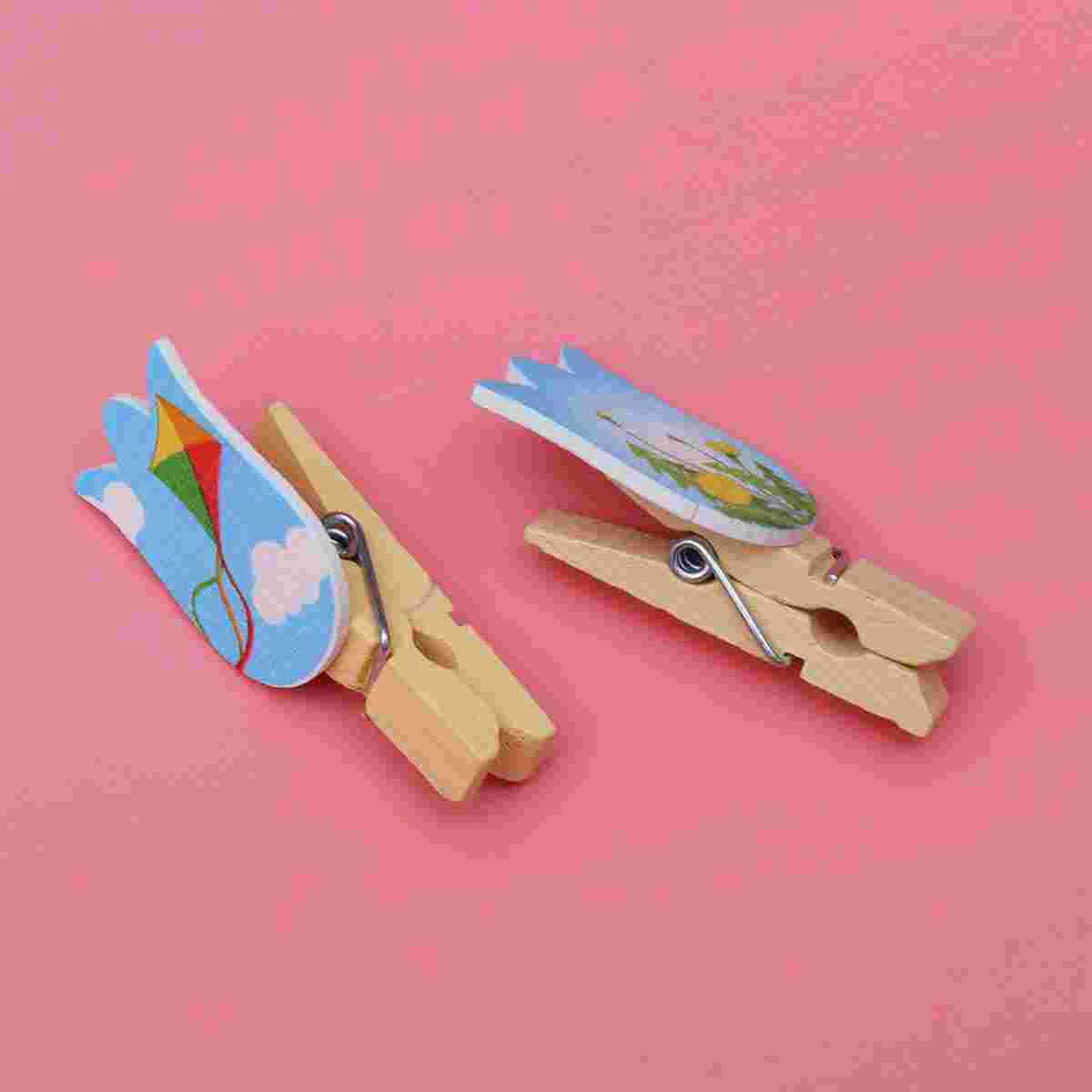 

10 Pcs Miniture Decoration Clothespin Coat Hanger Photo Wall Clip Bamboo Folder
