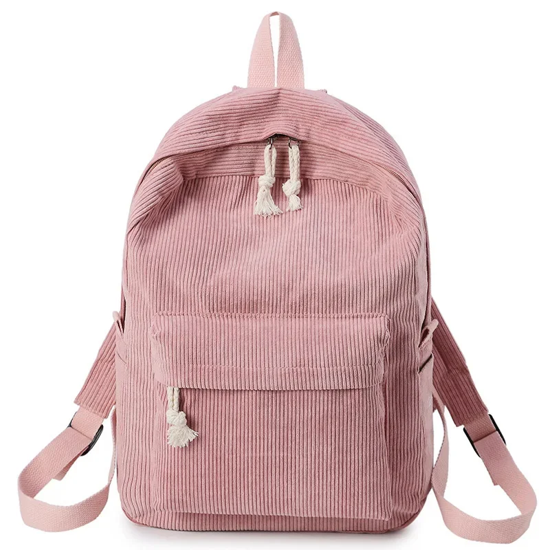 

Рюкзак женский из мягкой ткани, вельветовый дизайнерский школьный ранец в полоску для девочек-подростков