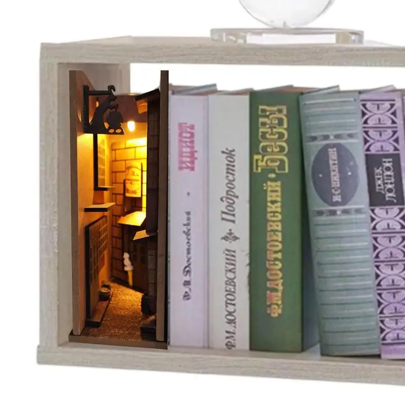 

Деревянная книжная полка «сделай сам» для ночной жизни, Миниатюрные книги, библиотека, книжные подставки, украшения, книжная полка, ручная работа, подарки
