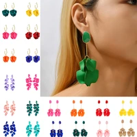 fashion acrylic flower petals korean long dangle earrings for women 2022 new trend luxury design sweet pendientes jewelry modern