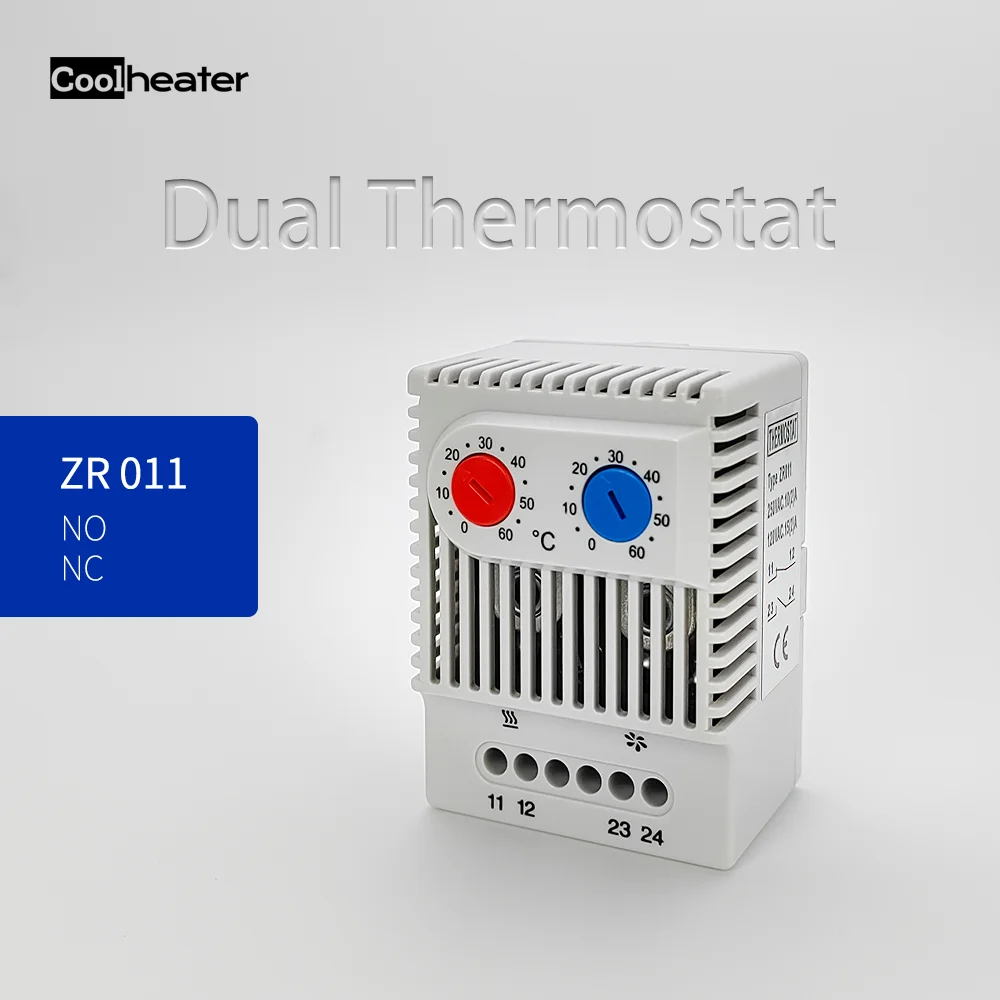 Mechanical Bimetal Thermostat Switch ZR011 CE ROSH Certified Cabinet Temperature Dual Controller