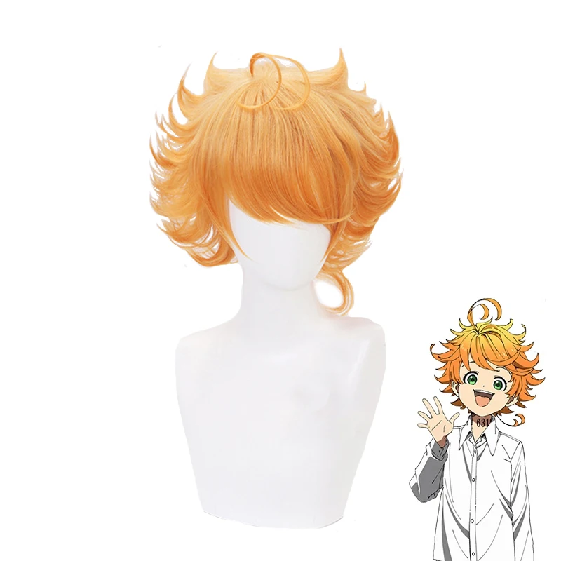 

Парик для косплея по мотивам аниме «Обещанный Neverland» Yakusoku No Neverland Emma, короткие, с золотистым и темно-желтым переходом волос, парик с шапочкой