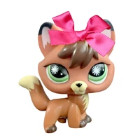 yasmine orange brown cream fox mini animal bowknot figure toy lps807