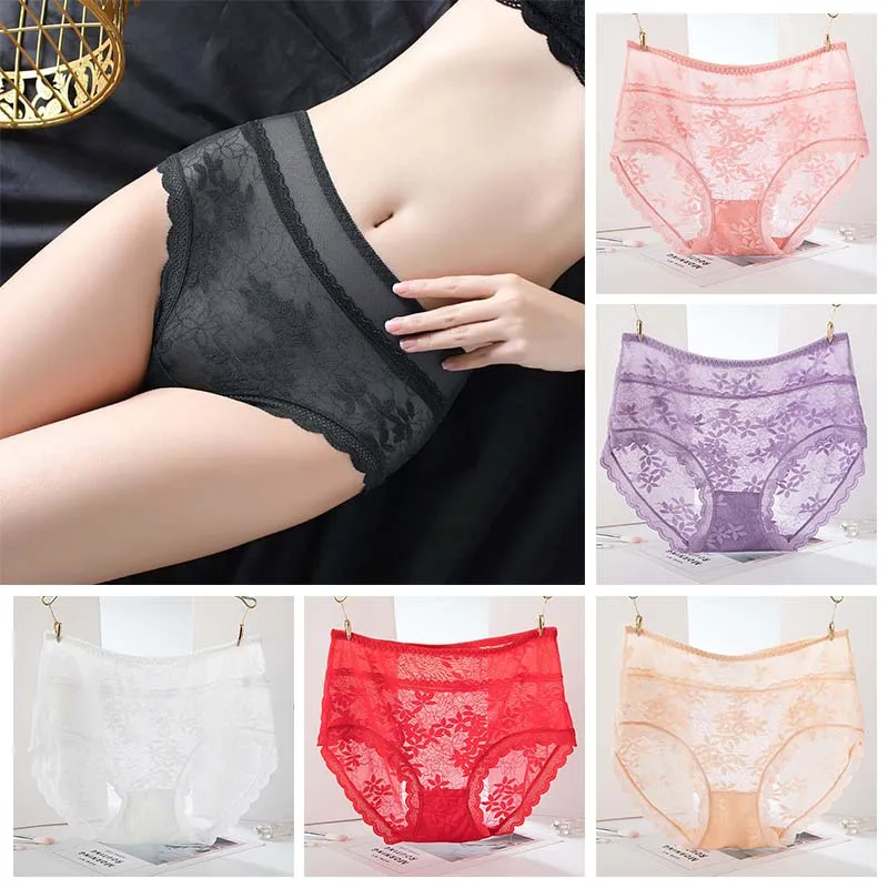 

Бесшовное кружевное нижнее белье, сексуальные сетчатые трусики для женщин, нижнее белье, дышащее, с высокой талией, женское Бесшовное однот...