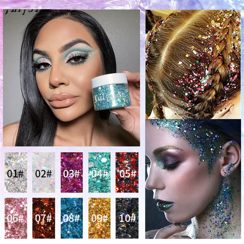 Liquid Glitter Eye Shadow Gel Cream Pearlescent Sequins Pigment For Body Hair Face Shining Cream Stage Party Flash Decor