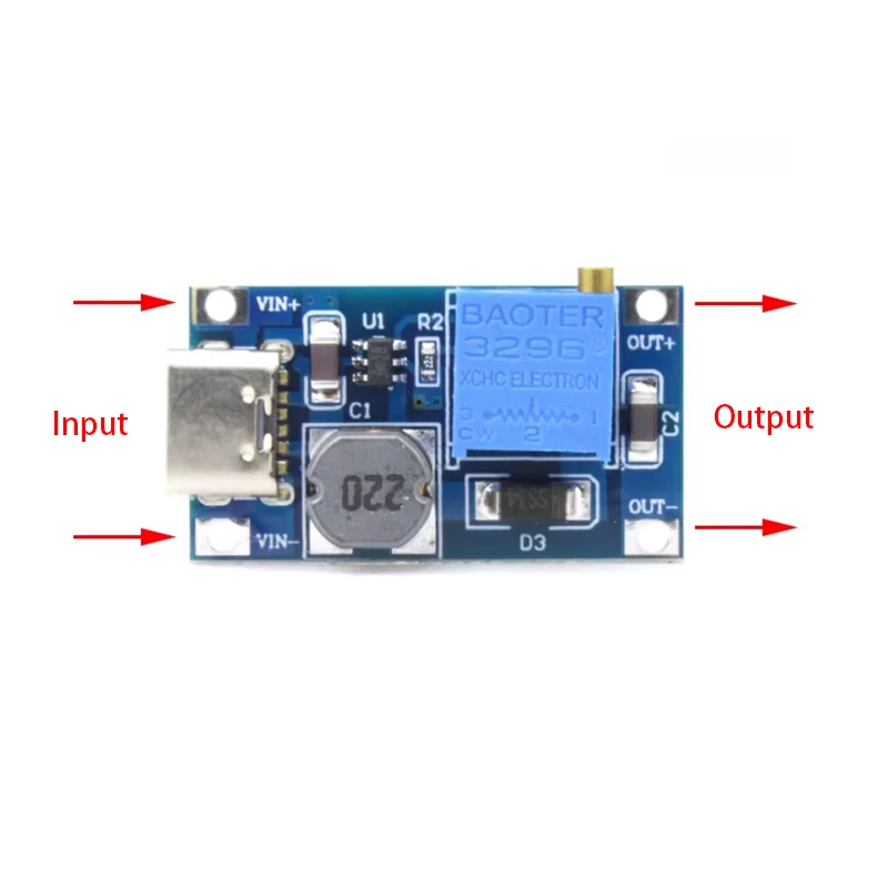 Фото 1/2/5 шт. Модуль повышающего преобразователя напряжения (Boost Converter) с выходом Type-C/USB 2A MT3608 DC-DC, максимальное напряжение 26В №4