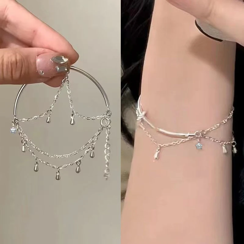 Изысканный женский браслет в Корейском стиле с подвеской виде синей звезды