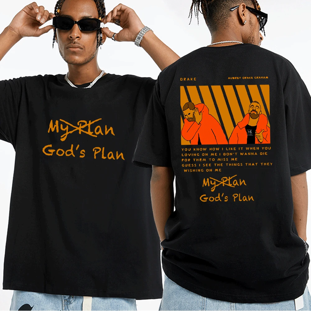 

GOD's Plan Music Album Print T Shirt for Men Awesome Hip Hop Rapper Drake Boys Tee Shirt 2022 Fashion Casual Short Sleeve Tshirt