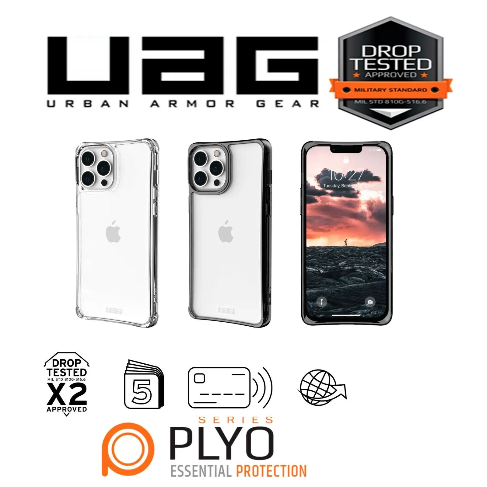 

Оригинальный чехол UAG Plyo для Apple iPhone 13/13 Pro/13 Pro Max/13 mini 5G, прозрачный жесткий чехол, прочный бампер, чехол для телефона