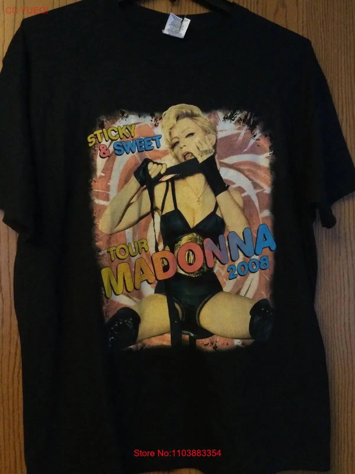 Белая рубашка с надписью Madonna Sticky &amp Sweet Tour 2008 XL Jerzees