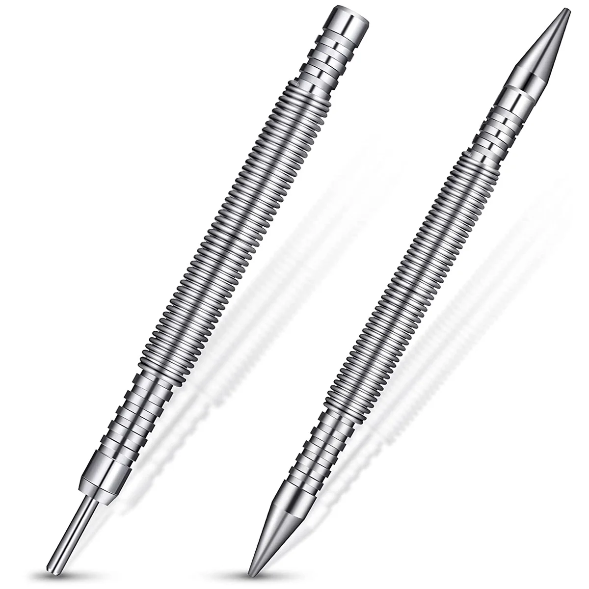 

2Pcs Spring Center Punch Hammerless Dual Head Nail Setter Spring Loaded High Carbon Steel Nail Punch Narrow Space Door Hinge Pin