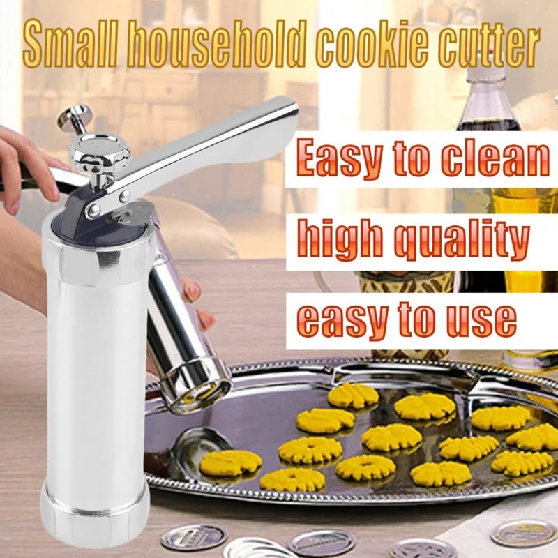

Cookie Extruder Press Machine Biscuit Maker Manual Cake Making Decorating Set Baking Tools with 4 Nozzles 20 Cookie Mold Tools