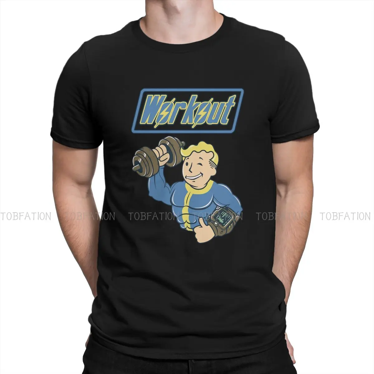 

Fallout Vault Boy Game Workout Tshirt Homme Men Clothes 4XL 5XL 6XL 100% Cotton T Shirt