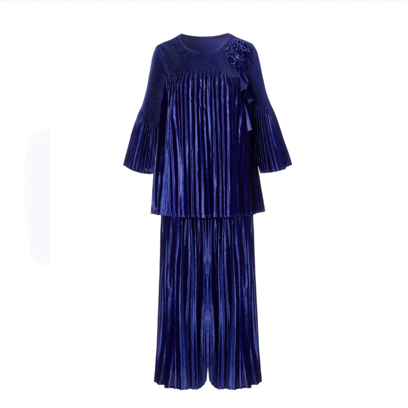 Женский комплект из 2 предметов осенний модный бархатный эластичный топ Miyake с