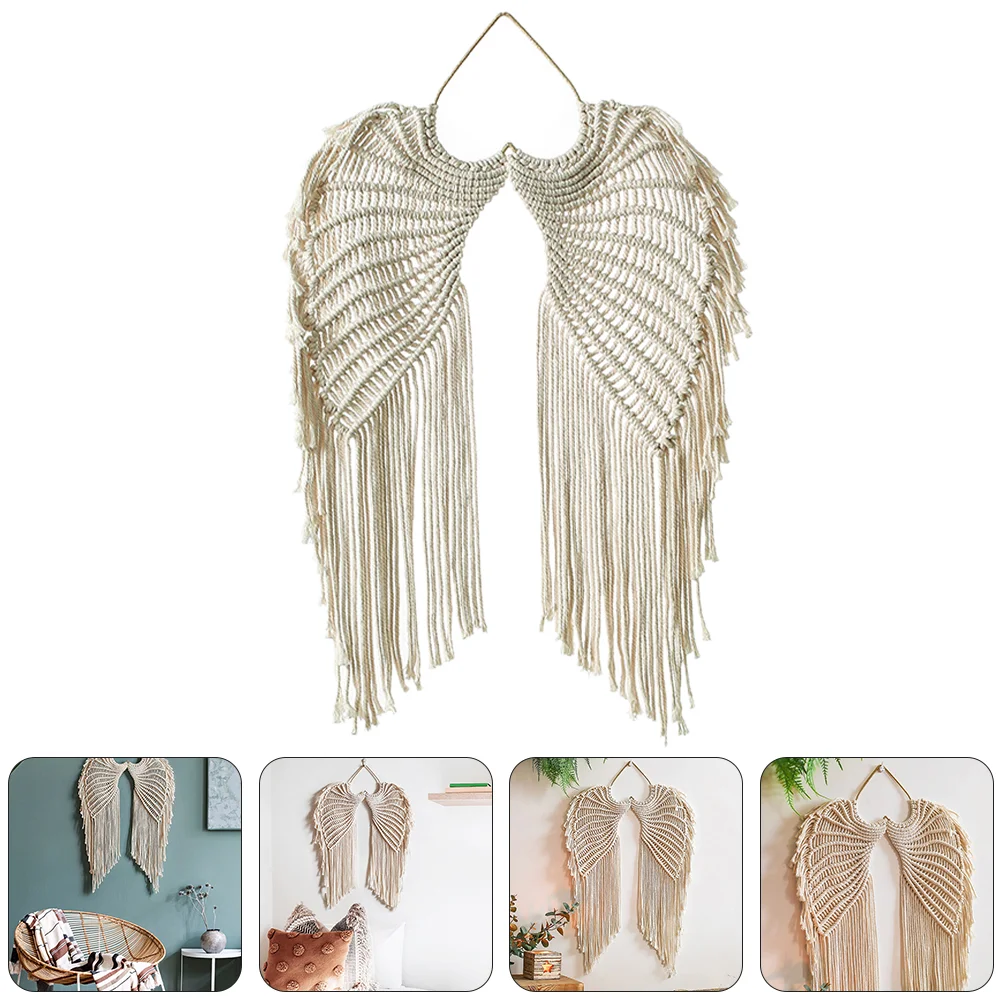 

Angel Wings Pendant Cotton Tapestry Hand Woven Wall Tassel Macrame Rope Hanging Bohemian Decor