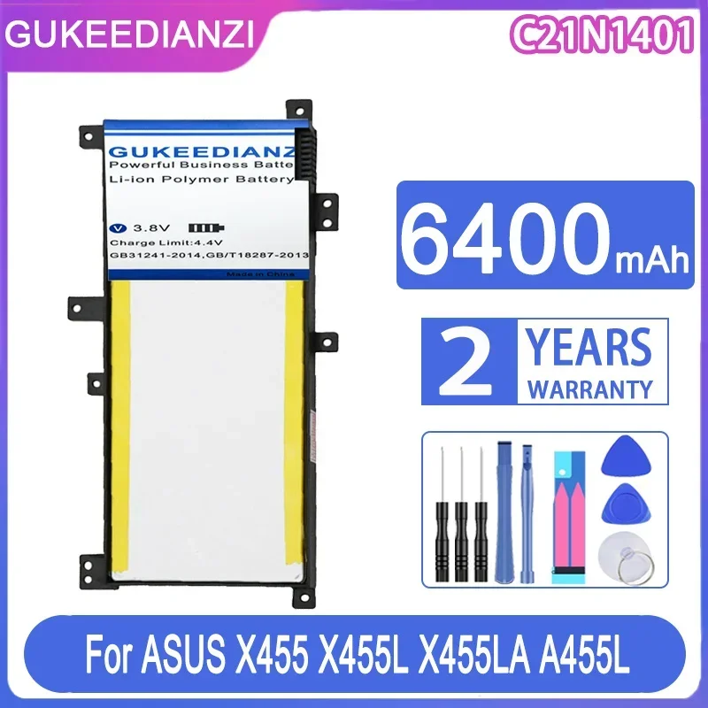 GUKEEDIANZI Сменный аккумулятор C21N1401 6400 мАч для ASUS A455LN F455L X454W X455LD X455DG X455 X455L X455LA A455L A455LD