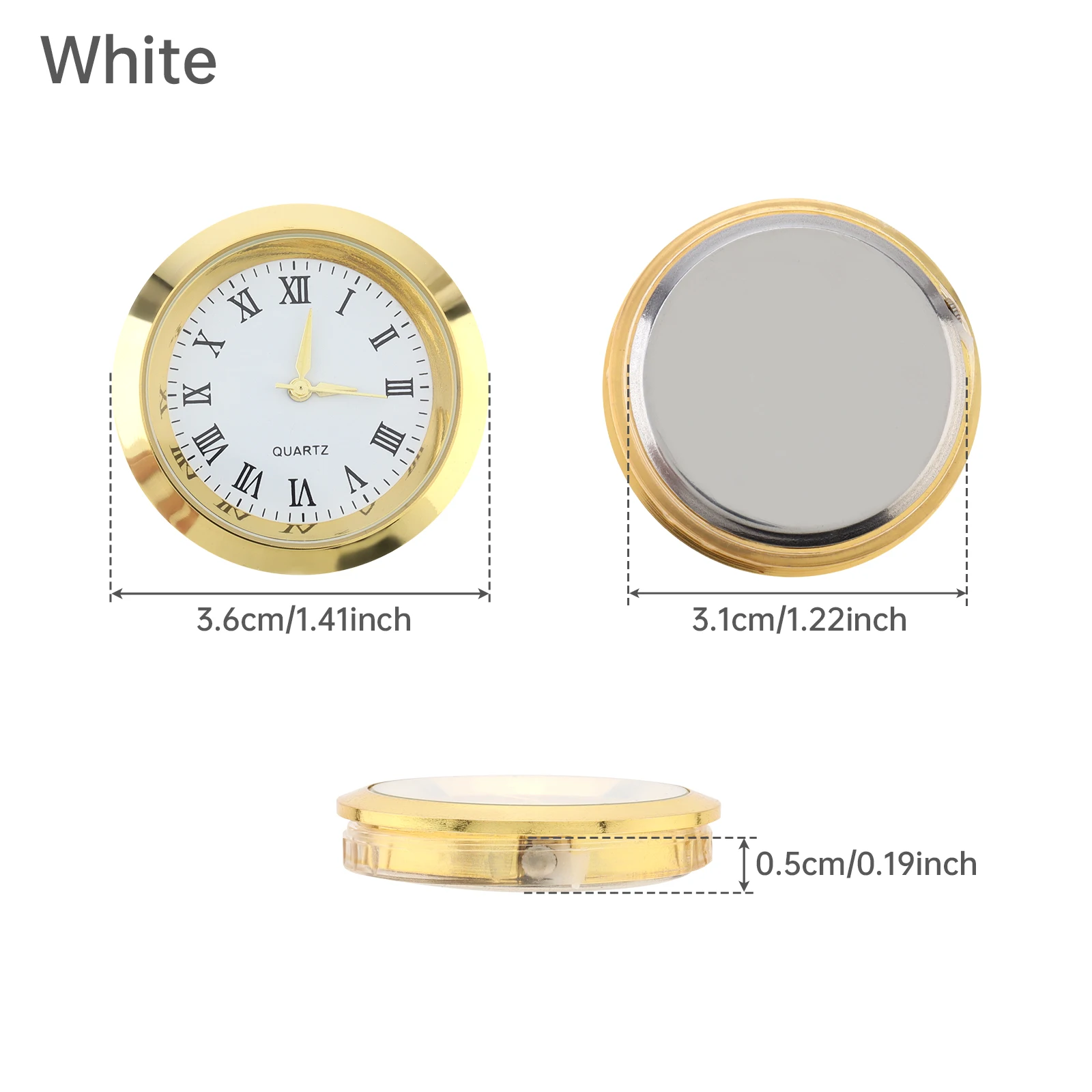 

1-1/2 дюйма 37 мм кварцевый механизм, круглая мини-вставка для часов диаметром 35 мм с безелем золотого тона, римские цифры