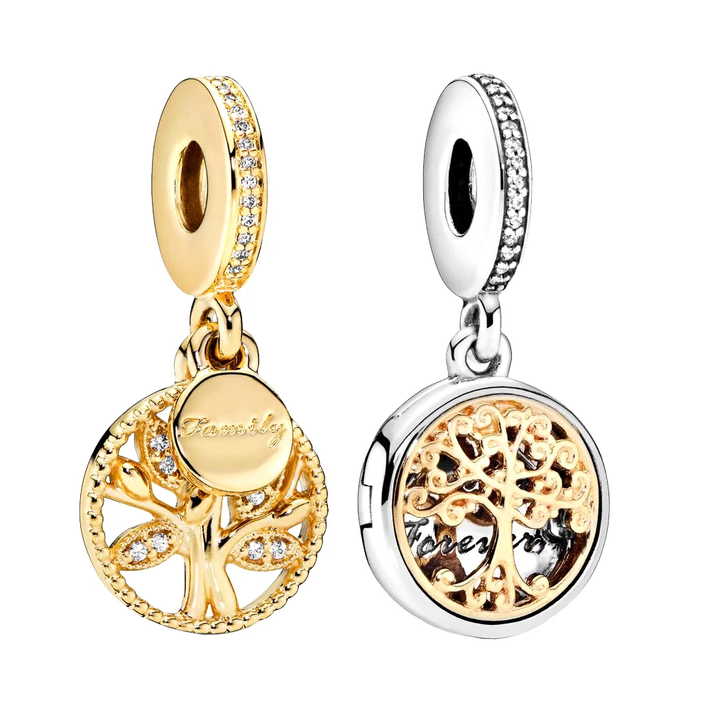 

925 Sterling Silver Family Roots Charm with Pendants fit Pandora Original Bracelet DIY Jewely for Women Birthday Gifts