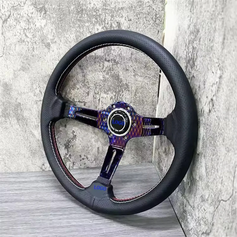 TIYPEOR черный универсальный автомобильный руль из микрофибры 350 мм