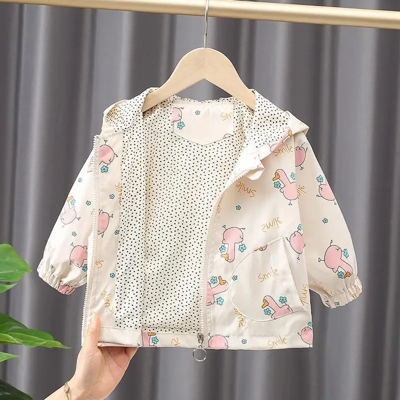 2022 Spring Autumn Girls Jackets Coat Baby Girl Outerwear Cute Sweet Girls Coats Clothing girl's Hooded Sweatshirt Windbreaker