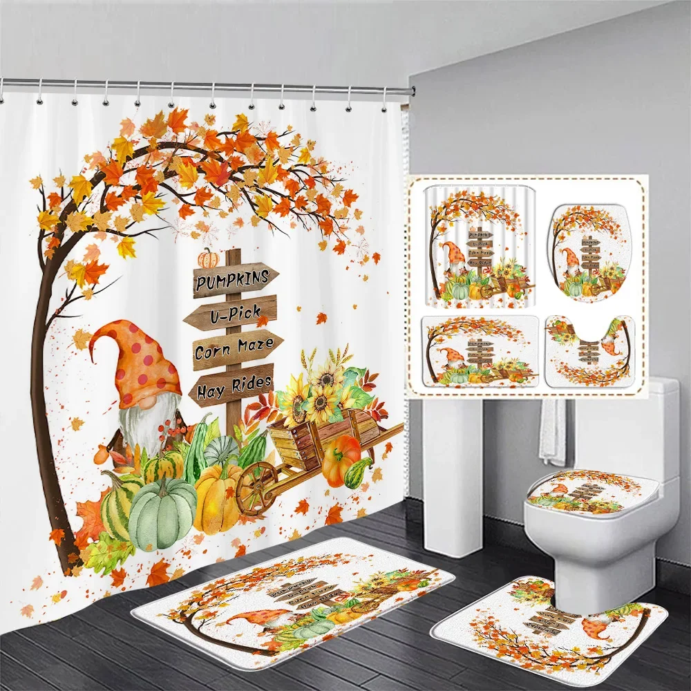 Осенний комплект занавесок для душа ферма клен дерево тыква подсолнух День