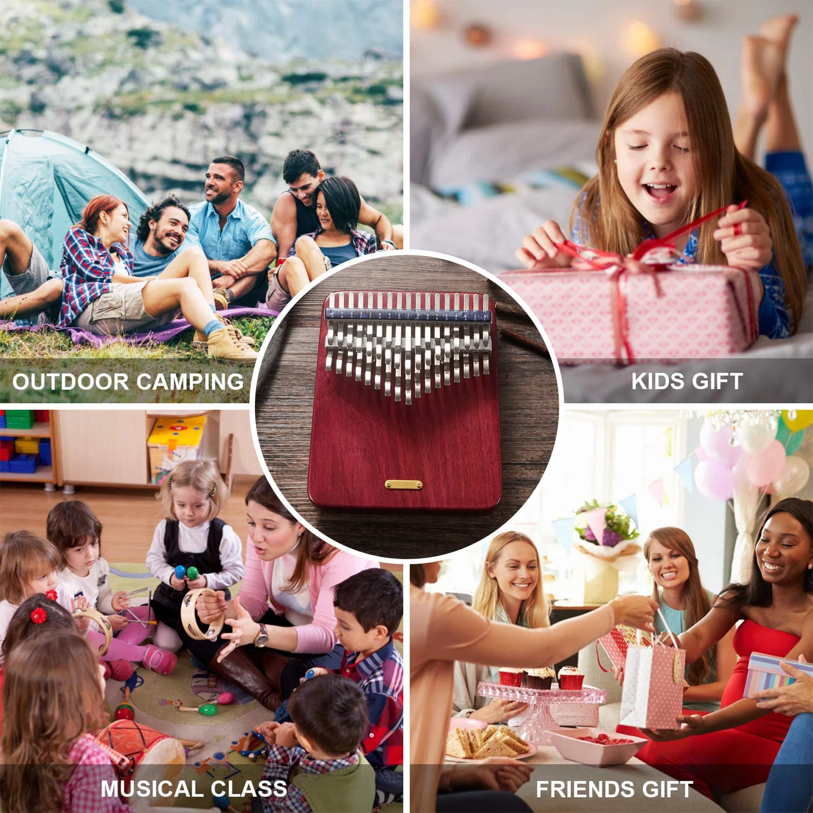 LingTing Kalimba 34 keys Thumb Piano Mbira Finger Piano Gift for Kids Adult Beginners Professional（LT-K34V,snow whisperer)