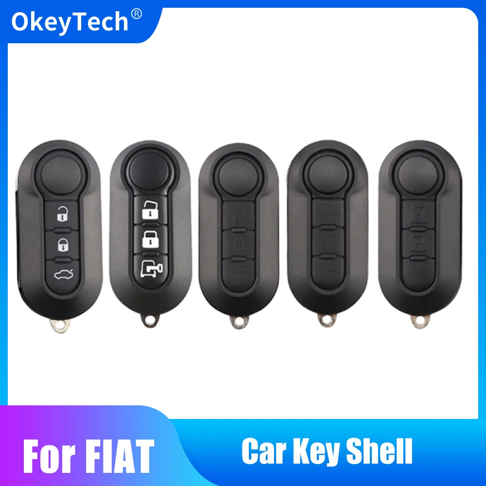 

OkeyTech Flip Folding Car Key Shell FOR FIAT 500 Panda Punto Bravo Ducato Stilo Remote Auto Key Case Fob SIP22 Blade 3 Buttons