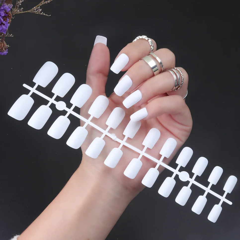 

24Ps Matte False Nails Square Head Frosted Press On Nail Tips Ballet Detachable Full Cover Artificial Fingernails Fake Nails Art