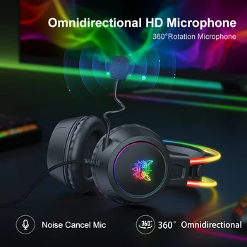 ONIKUMA RGB Headset Gamer PC PS4 Gaming Headphones with HD Flexible Mic 3.5mm Headphone for Xbox PS5 Switch Computer Games 3