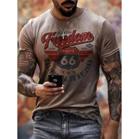summer men us route 66 european and american fashion short sleeve t shirt 3d printed vintage leisure oversized clothes t shirt