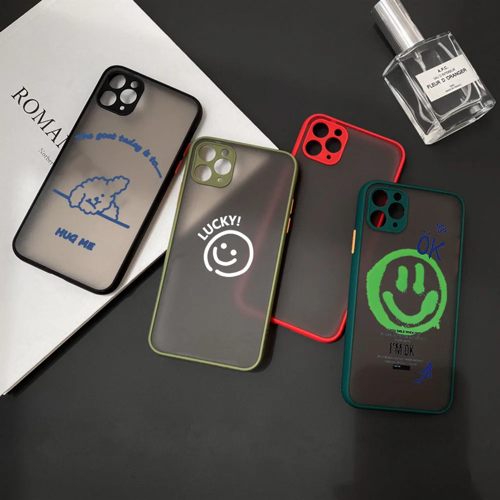 Новый тренд OK Fine Man Lucky Face Letters Чехол для телефона iPhone 16 15 14 11 12 13 Pro Max Mini X XR 7 8 Plus SE