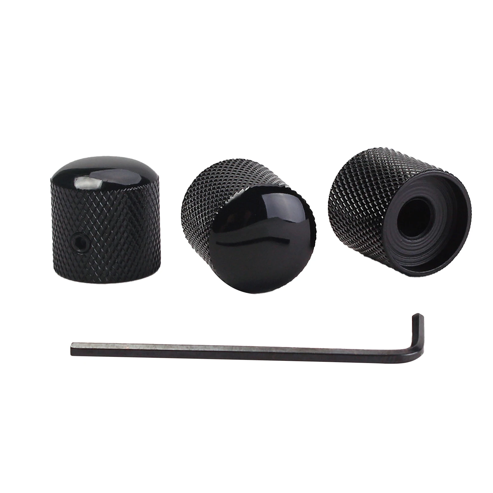 

3pcs Metal Easy To Install With Wrench Rounded Chrome Universal Tone Volume Control For Guitar Bass Dome Knob DIY Replacement