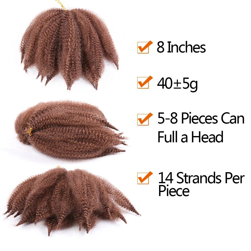 12-дюймовые волосы Marley Синтетические афро кудрявые косички вязаные крючком