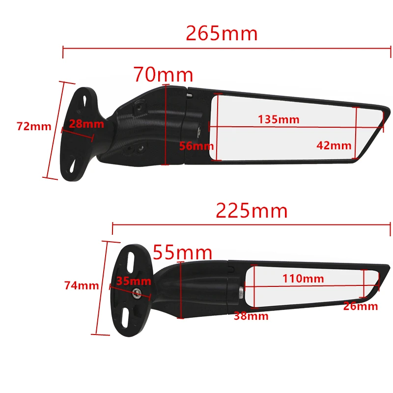 Мотоциклетные зеркала заднего вида Регулируемые вращающиеся боковые для KAWASAKI