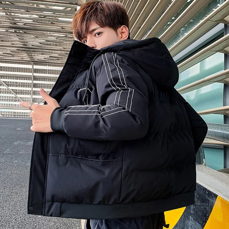 Autumn and Winter Padded Jacket Men's Jacket Youth Padded Jacket Hooded Padded Jacket Large Size Thick Coat