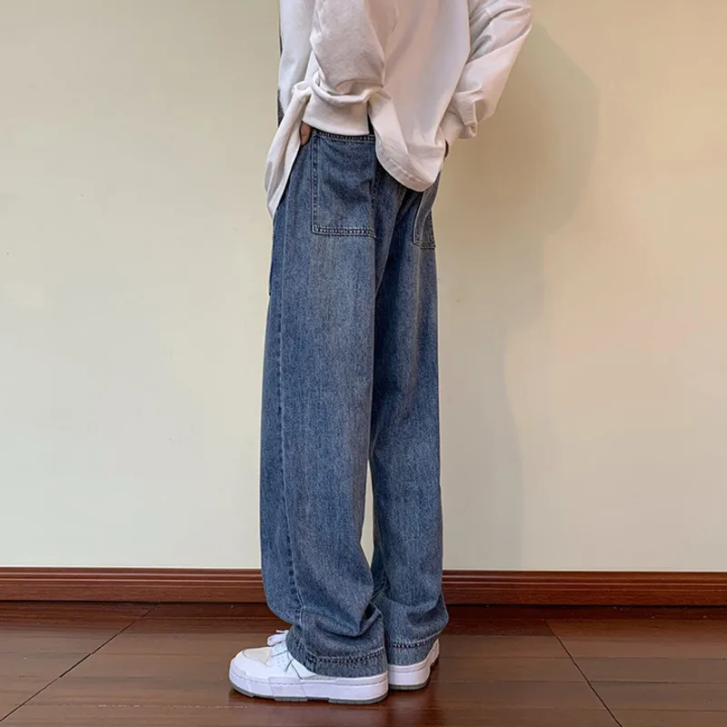 Blue Green Baggy Jeans Men Fashion Retro Casual Cargo Jeans Mens Japanese Streetwear Hip Hop Loose Straight Denim Trousers Men