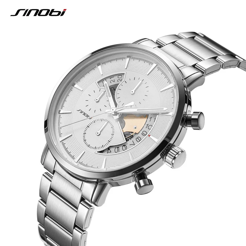 

Роскошные деловые мужские часы SINOBI, уникальный дизайн, модные кварцевые наручные часы с календарем и хронографом, 2022