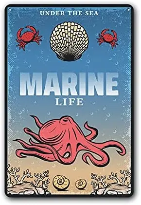 

Vintage Retro Sign Metal Signs Farm Sign plaques Wall Decoration Sign for Vintage Colored sea Life Poster with