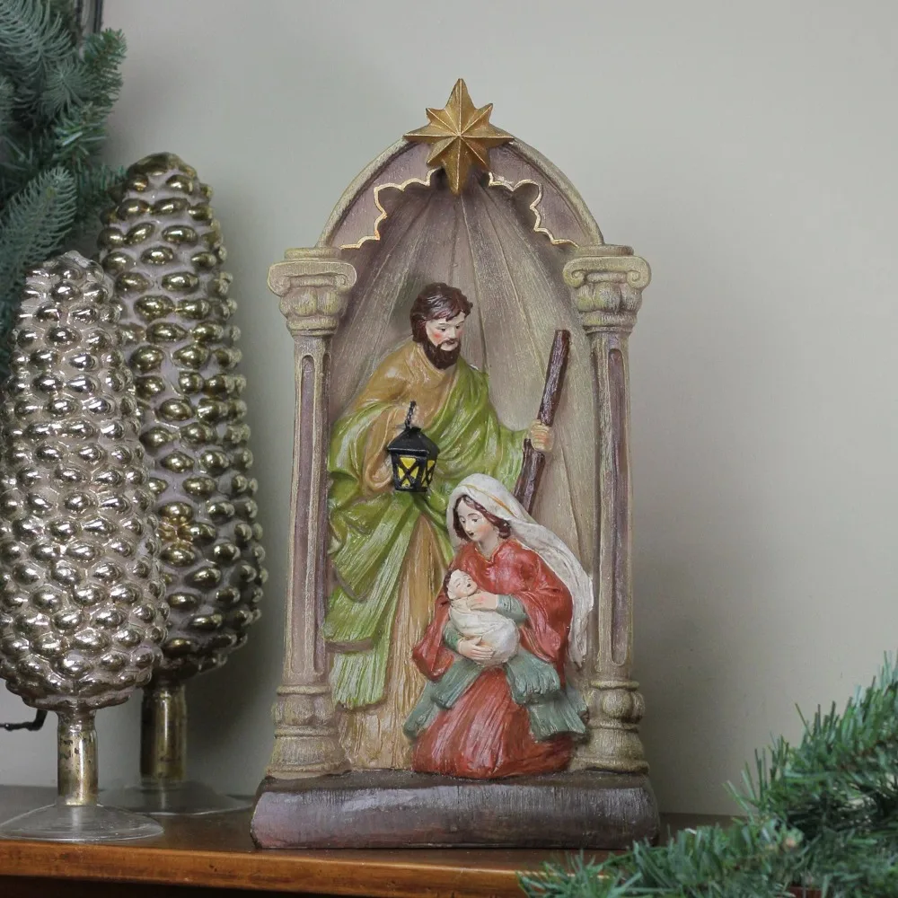 

14.5" Holy Family and Angel Figures Christmas Nativity Statue Decor