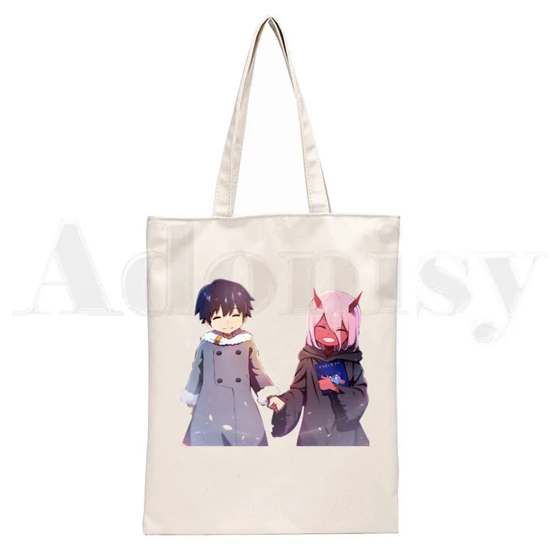 Zero TWO Darling In The Franxx Anime 02 Harajuku Handbags Shoulder Bags Casual Shopping Girls Handbag Women Elegant Canvas Bag
